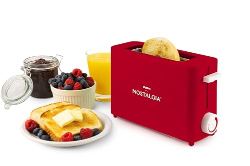 MyMini Single Slice Toaster 1.25″ Wide Slot, Portion Control, Compact Design, Adjustable Temperature, Cancel, Defrost, and Bagel Button Removable Crumb Tray Red